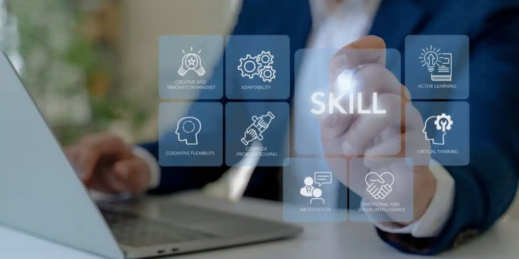 A modern digital workspace displaying the Best Tools & Tutorials to Improve Skills in 2026, featuring a laptop with online learning courses, coding lessons, writing tools, and design software on screen. A person is actively learning while using productivity apps, note-taking tools, and AI-powered assistants to improve skills efficiently. The scene highlights digital education, self-improvement, and professional growth through interactive tutorials and smart technology. Visual elements include graphs, training dashboards, creative design templates, and educational resources representing writing, coding, communication, and productivity. The image symbolizes continuous learning in 2026, where technology makes skill development faster, easier, and more accessible for students, professionals, freelancers, and creators aiming to stay competitive in an evolving digital world.