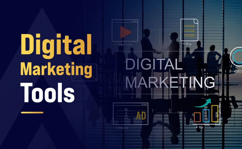 Marketing tools for business growth in 2026, including SEO, social media, email marketing, analytics, and automation tools.